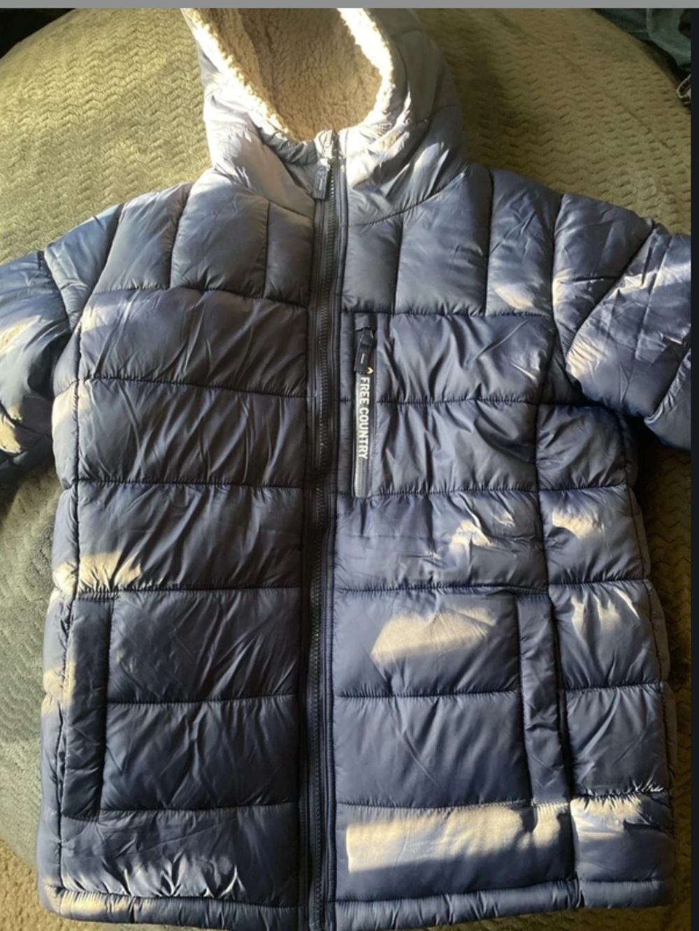 Free Country Navy Blue Kids Puffer Jacket with Hood